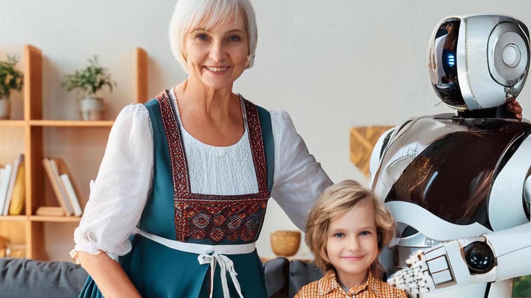 Titelbild Seniorin Kind und Maschine